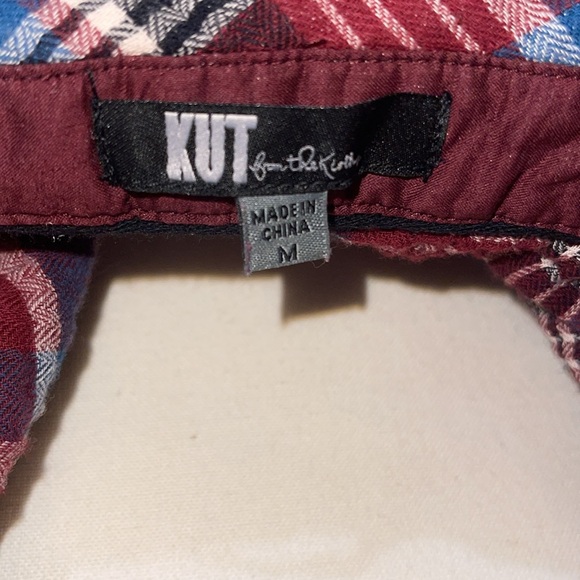 KUT from the Kloth Dual Pocket Plaid Button Down Shirt Medium Snap Up - Picture 6 of 7